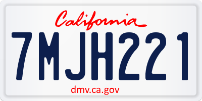 CA license plate 7MJH221
