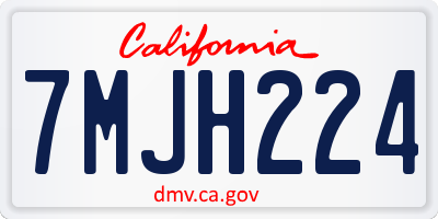 CA license plate 7MJH224