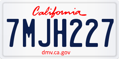 CA license plate 7MJH227