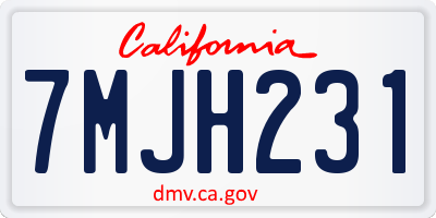 CA license plate 7MJH231