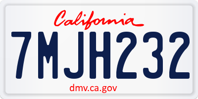 CA license plate 7MJH232