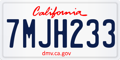 CA license plate 7MJH233