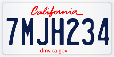 CA license plate 7MJH234