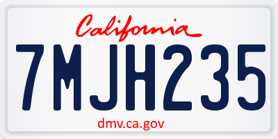 CA license plate 7MJH235