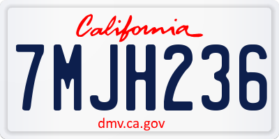 CA license plate 7MJH236