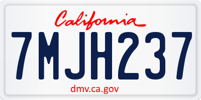 CA license plate 7MJH237