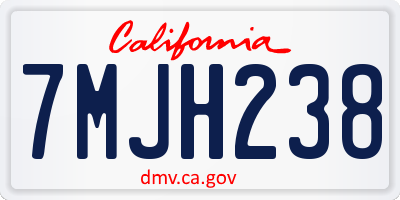 CA license plate 7MJH238