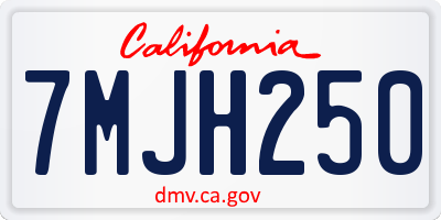 CA license plate 7MJH250