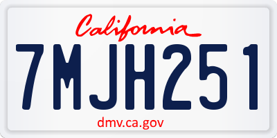 CA license plate 7MJH251