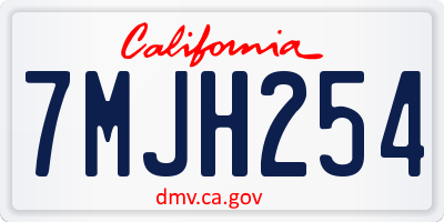CA license plate 7MJH254