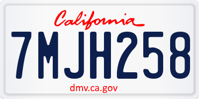 CA license plate 7MJH258
