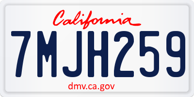 CA license plate 7MJH259