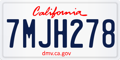 CA license plate 7MJH278