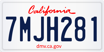 CA license plate 7MJH281