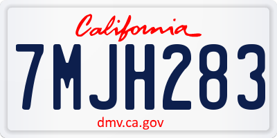 CA license plate 7MJH283