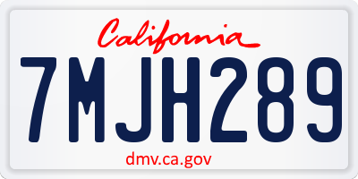 CA license plate 7MJH289