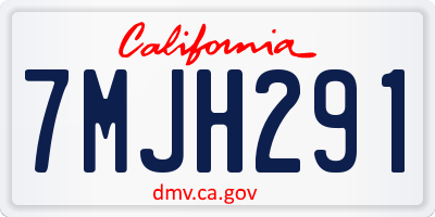 CA license plate 7MJH291