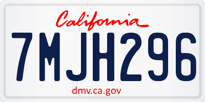 CA license plate 7MJH296