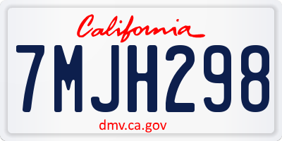 CA license plate 7MJH298