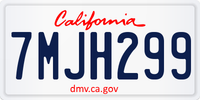 CA license plate 7MJH299