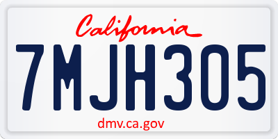 CA license plate 7MJH305