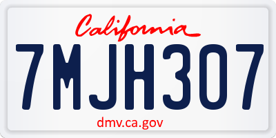 CA license plate 7MJH307