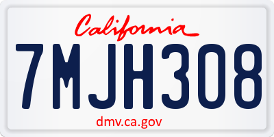 CA license plate 7MJH308