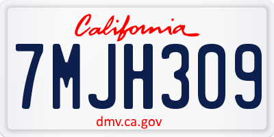 CA license plate 7MJH309