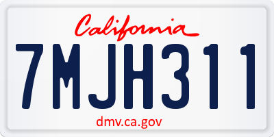 CA license plate 7MJH311