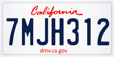 CA license plate 7MJH312