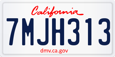 CA license plate 7MJH313