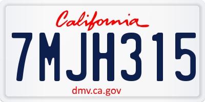 CA license plate 7MJH315
