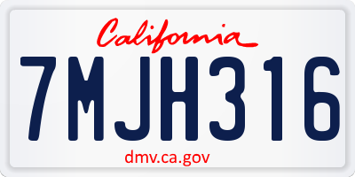 CA license plate 7MJH316