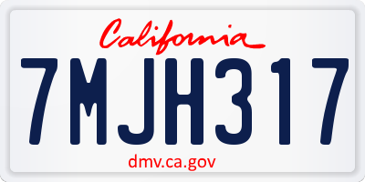 CA license plate 7MJH317