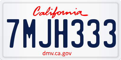 CA license plate 7MJH333