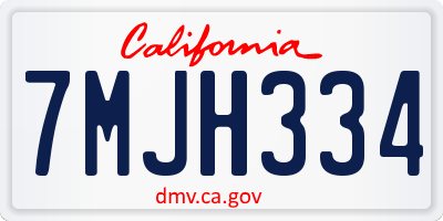 CA license plate 7MJH334