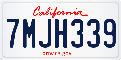 CA license plate 7MJH339