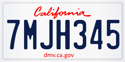 CA license plate 7MJH345