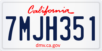 CA license plate 7MJH351