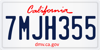 CA license plate 7MJH355