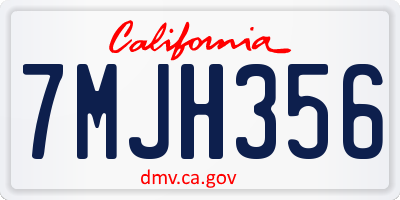 CA license plate 7MJH356