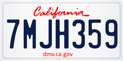 CA license plate 7MJH359
