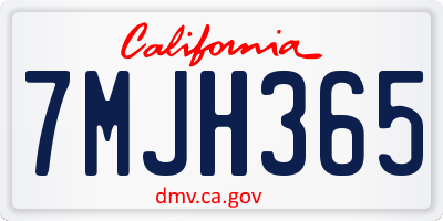 CA license plate 7MJH365