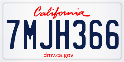 CA license plate 7MJH366