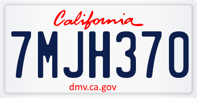 CA license plate 7MJH370