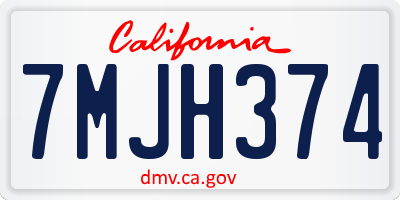 CA license plate 7MJH374