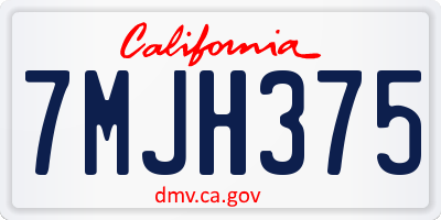 CA license plate 7MJH375