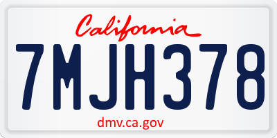 CA license plate 7MJH378