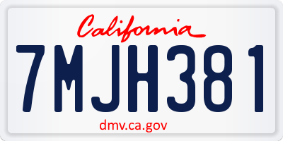CA license plate 7MJH381