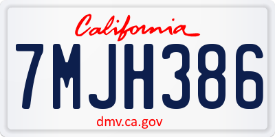 CA license plate 7MJH386